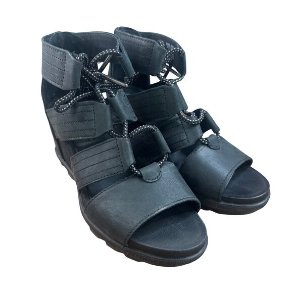 Sorel Womens Size 8 Black Gladiator-Style Sandals With Lace-Up Detail & Open Toe - Picture 5 of 14